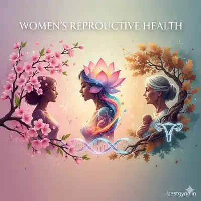Dr Mamta Agrawal Best Gynaecologist Illustration representing women’s reproductive health across different life stages from puberty to menopause