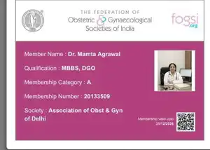 Dr Mamta Agrawal Best Gynaecologist Fogsi registration certificate Dr. Mamta Agrawal